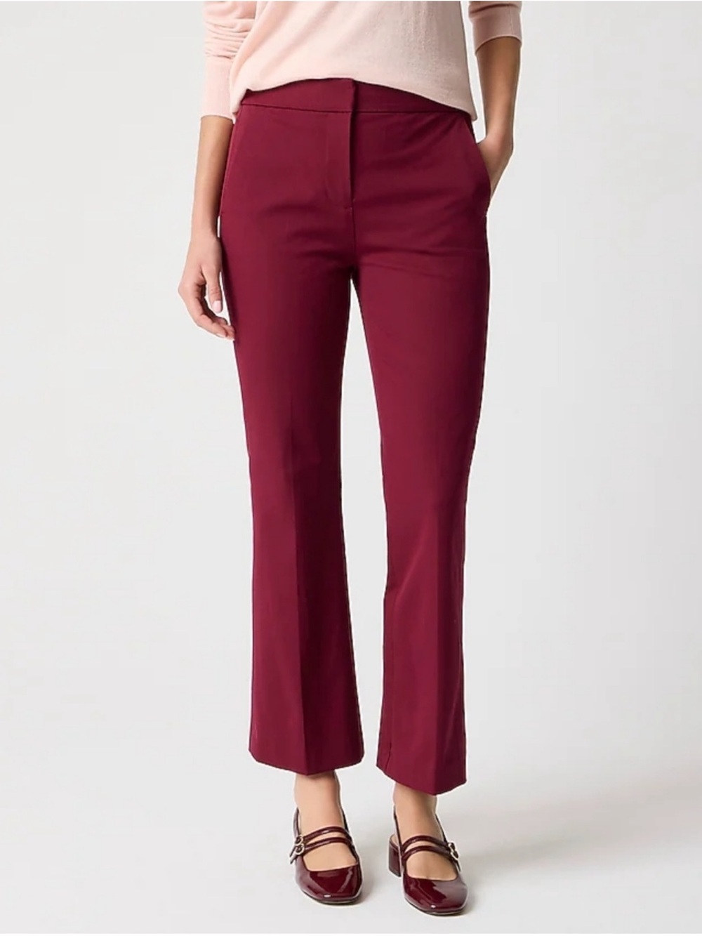 NWT J. Crew Factory 2025 Kelsey Flare Pants in Burgundy Size 0P